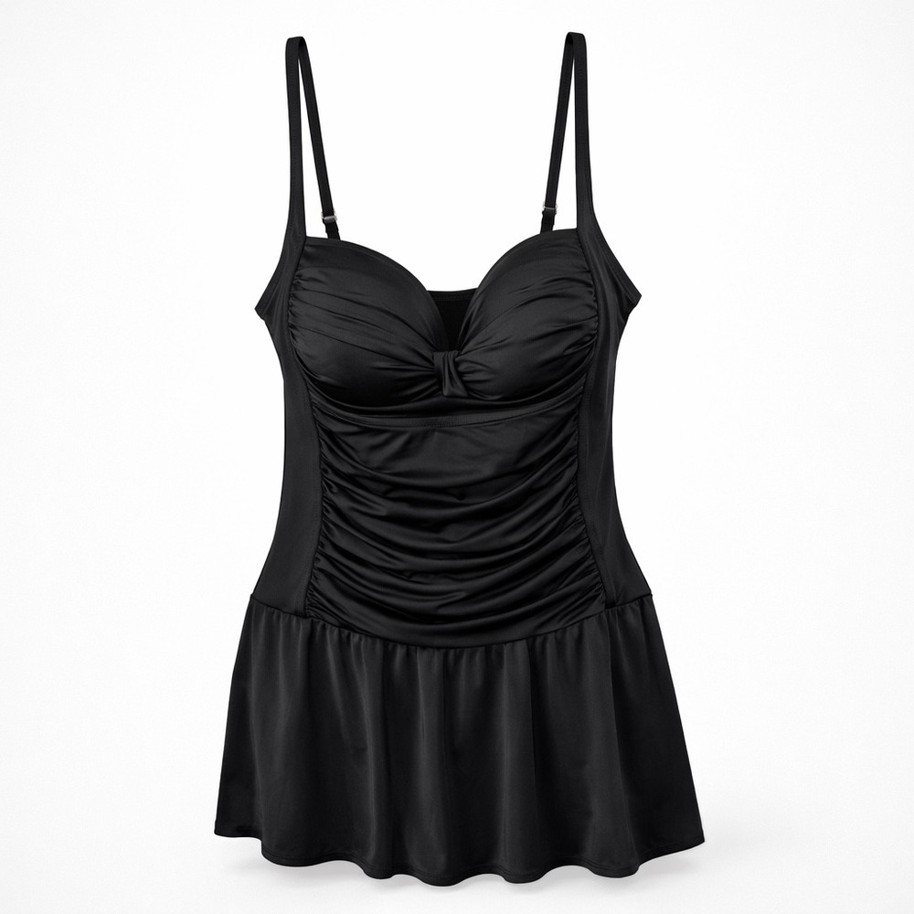 Rose‎ Marie Reid Black Ruched Swim Dress Tummy Control Swimsuit Size XXL